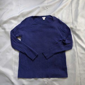 L.L. Bean Sweater Purple Cable Knit Round Neck Cotton Blend Womens Size L